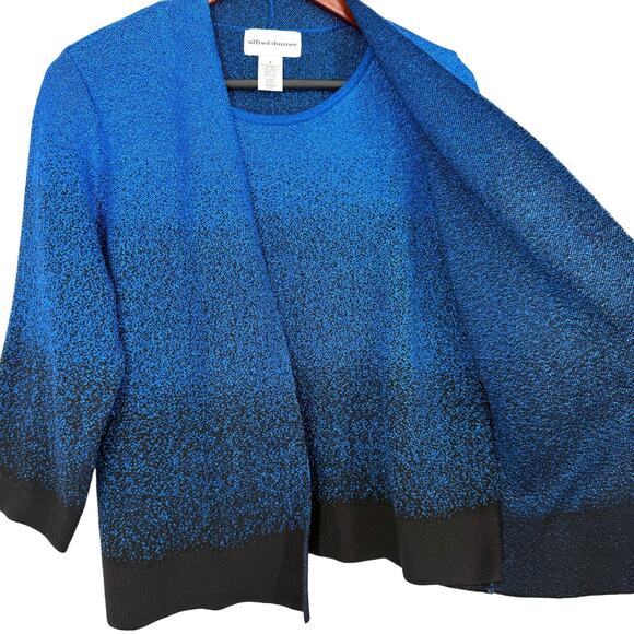 NEW NWT Alfred Dunner Sz Small Sparkly Metallic Blue Christmas Blouse Shirt Top - Picture 6 of 7